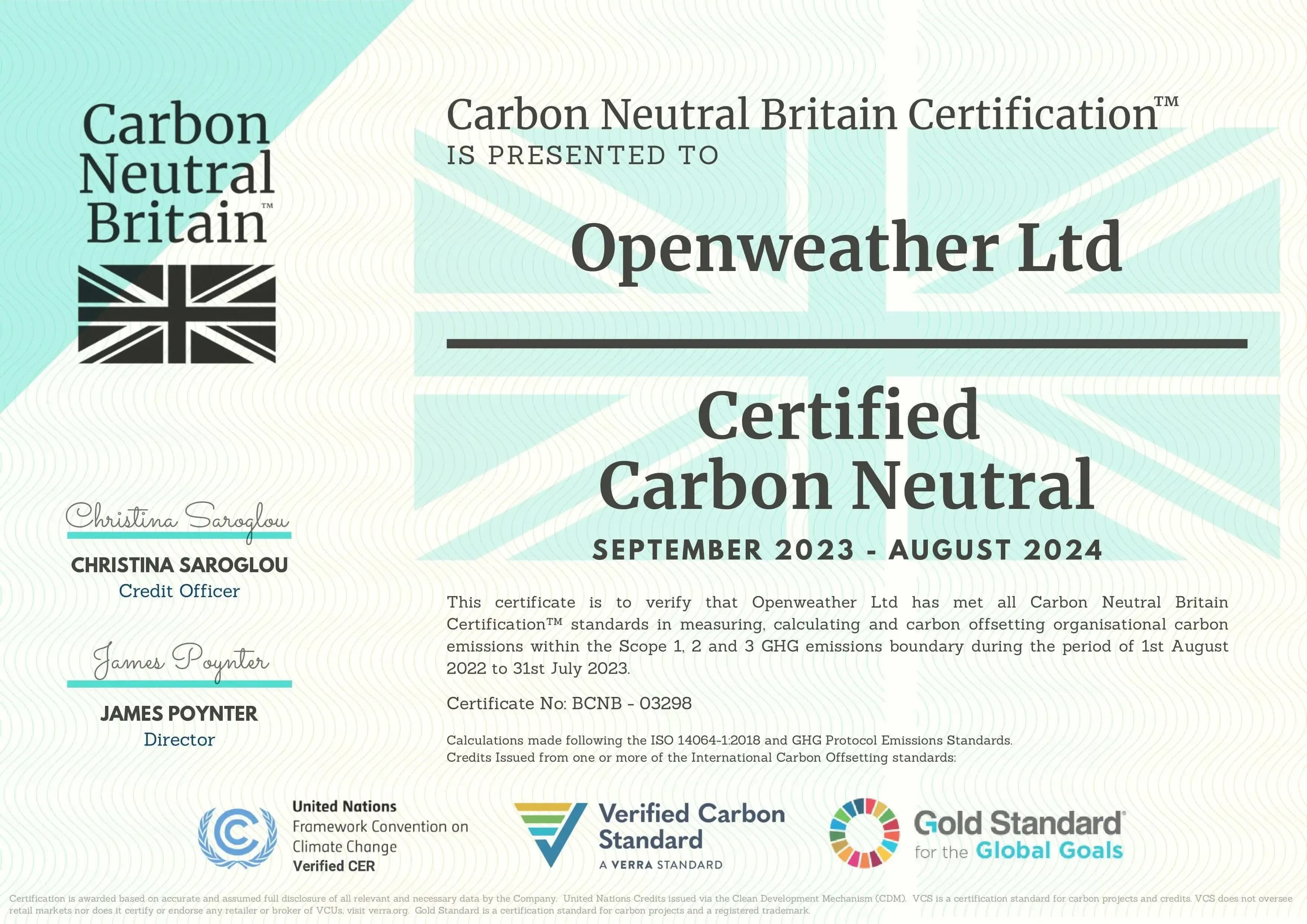 OW Carbon Neutral Certification